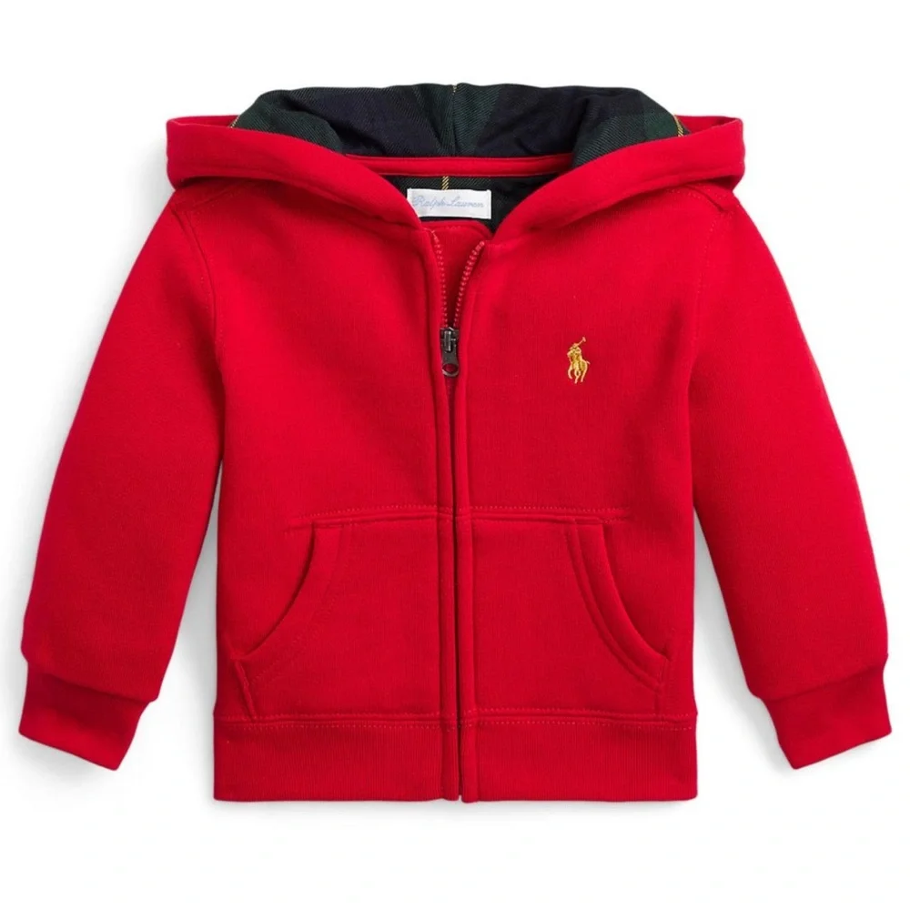 Ralph Lauren Kids Bright Red Zip-Up Hoodie Size 18 Month Baby